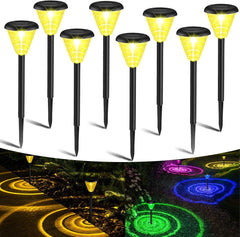 4PCS Solar Stake Lights Outdoor Garden, Solar Garden Pathway Lights IP55 Waterproof, Solar Garden Ornaments Lights Halo Light for Patio Path Porch Yard Garden Garage Deck Stairway Gate