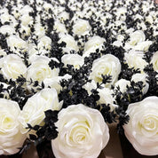 NAWEIDA Artificial Roses in Black Ceramic Vase – Faux Flowers for Home & Wedding Decor