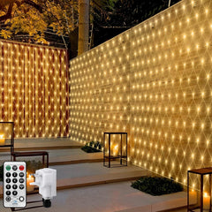 Net Lights Outdoor Indoor Mesh Lights Plug in, 3M X 2M 200LED Garden Tree Lights Outside Fairy Lights 8Mode Waterproof Connectable for Indoor Gazebo Balcony Decor(Warm White)