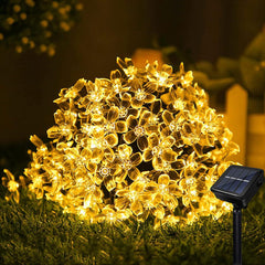 Solar Fairy Lights Outdoor, 7 m 50 LED Solar Cherry Blossom Outdoor Garden 8 Modes Flowers Solar LED Fairy Lights Waterproof Solar Fairy Lights for Garden, Balcony, Wedding, Fence, Decorations