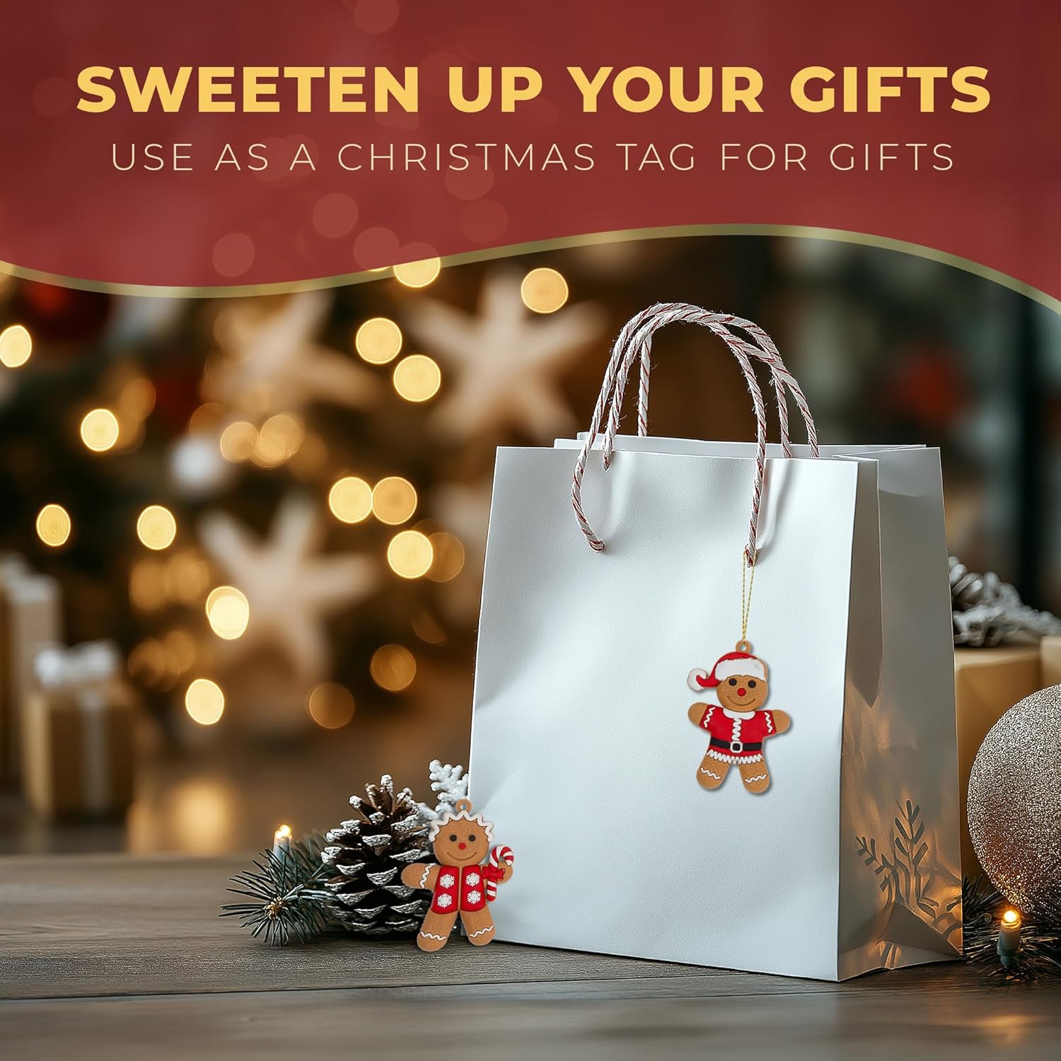Gingerbread Ornaments Pack of 15 – Assorted Gingerbread Man Decorations with Strings