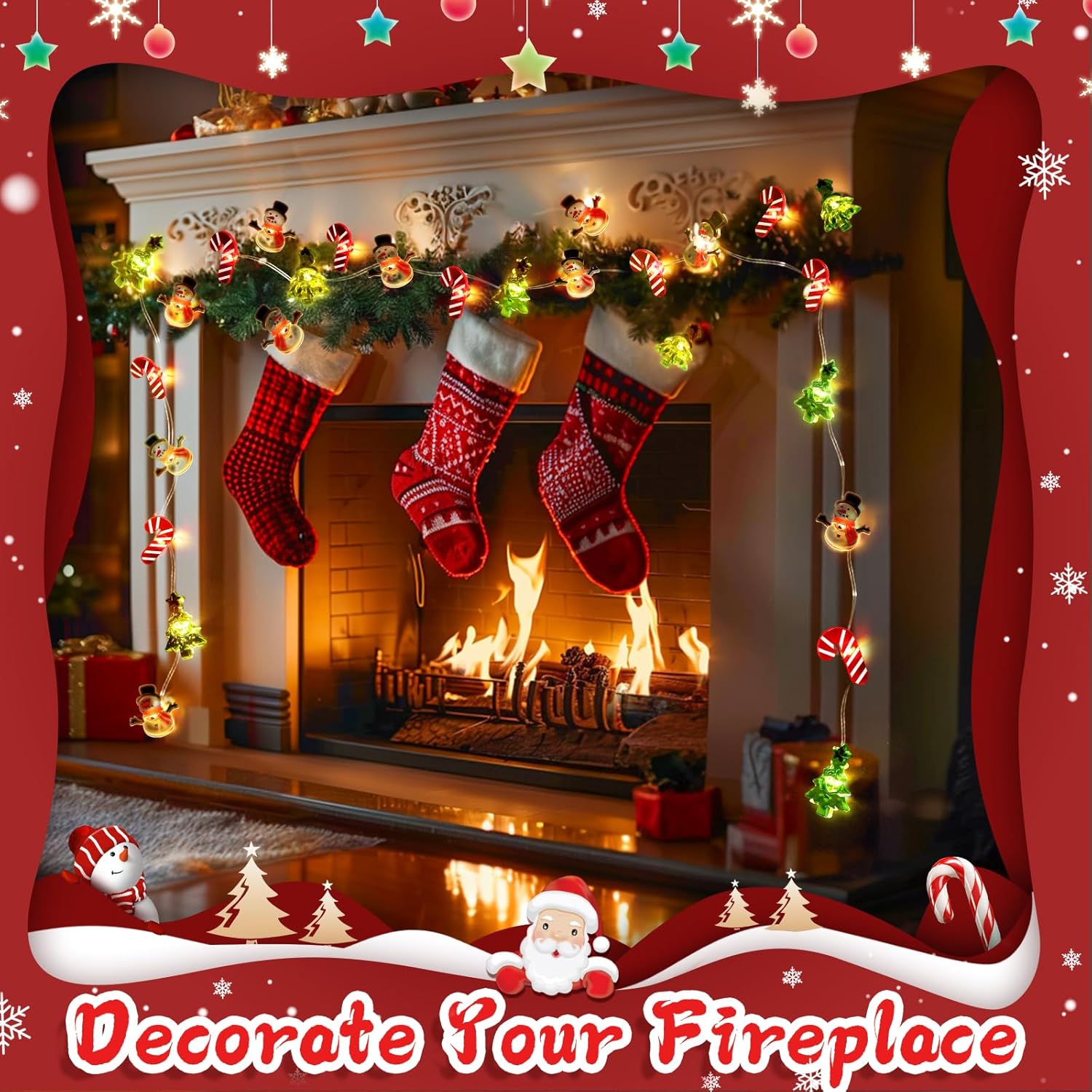 Festive string lights for bedroom Christmas décor