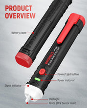 KAIWEETS Voltage Tester, Non Contact Voltage Detector Pen, 50V to 1000V AC, Audible and Flashing LED Alarms, Wire Breakpoint Finder, Electrical Tester with Flashlight, Buzzer Alarm VT100