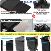 Car Trash Bin with Lid – 10L Leak-Proof Hanging Organizer with Storage Pockets