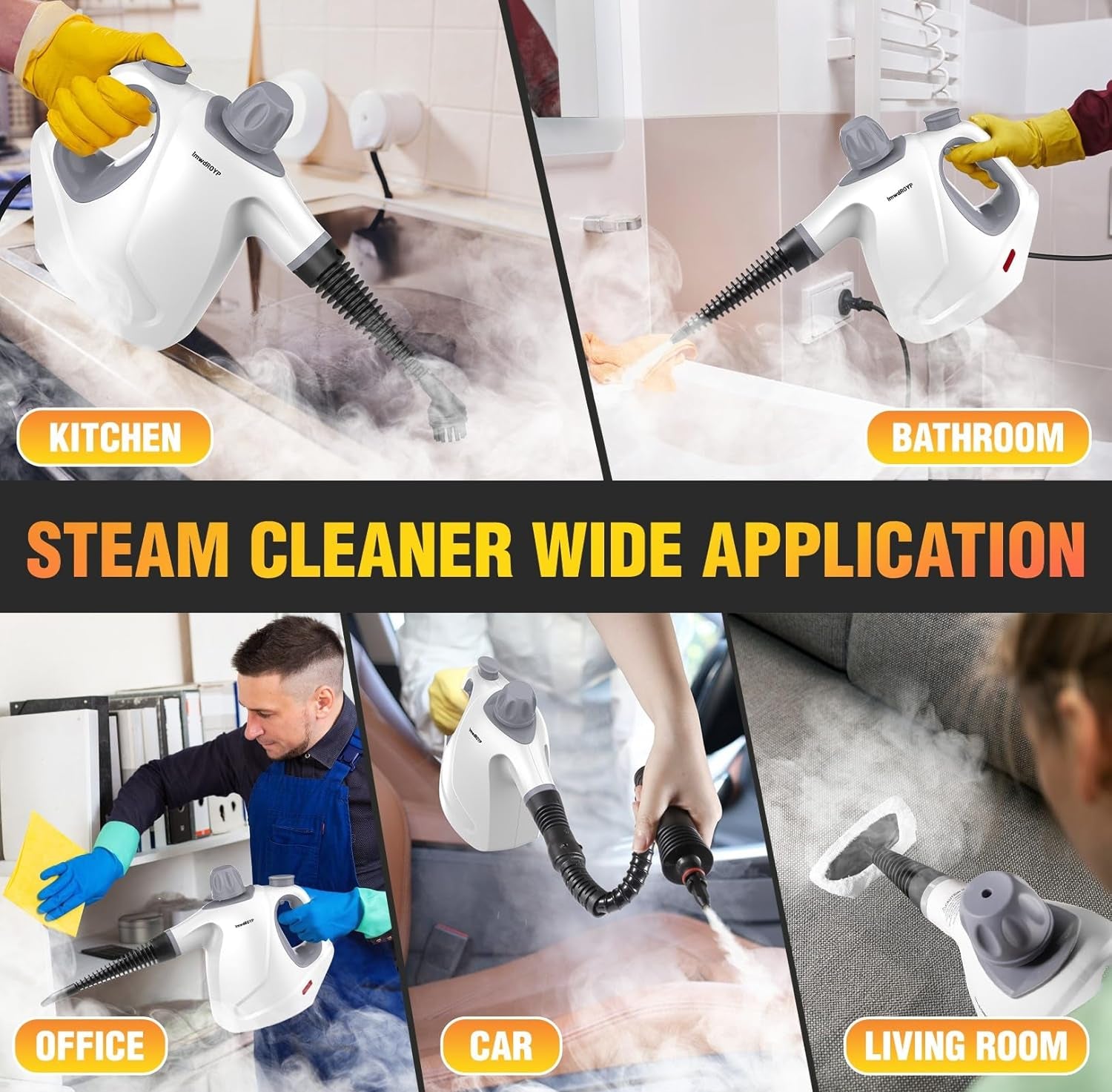 Hand Held Steam Cleaner, 450ml Capacity Portable High Pressure Steam Cleaners with 11 Accessories, Easy And Effortless Steam Cleaner Handheld for Kitchen, Sofa, Car, Floors And Windows