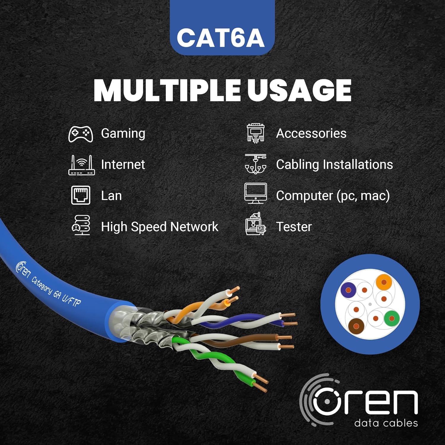 CAT6A 100m Ethernet Cable 23 AWG Pure Copper