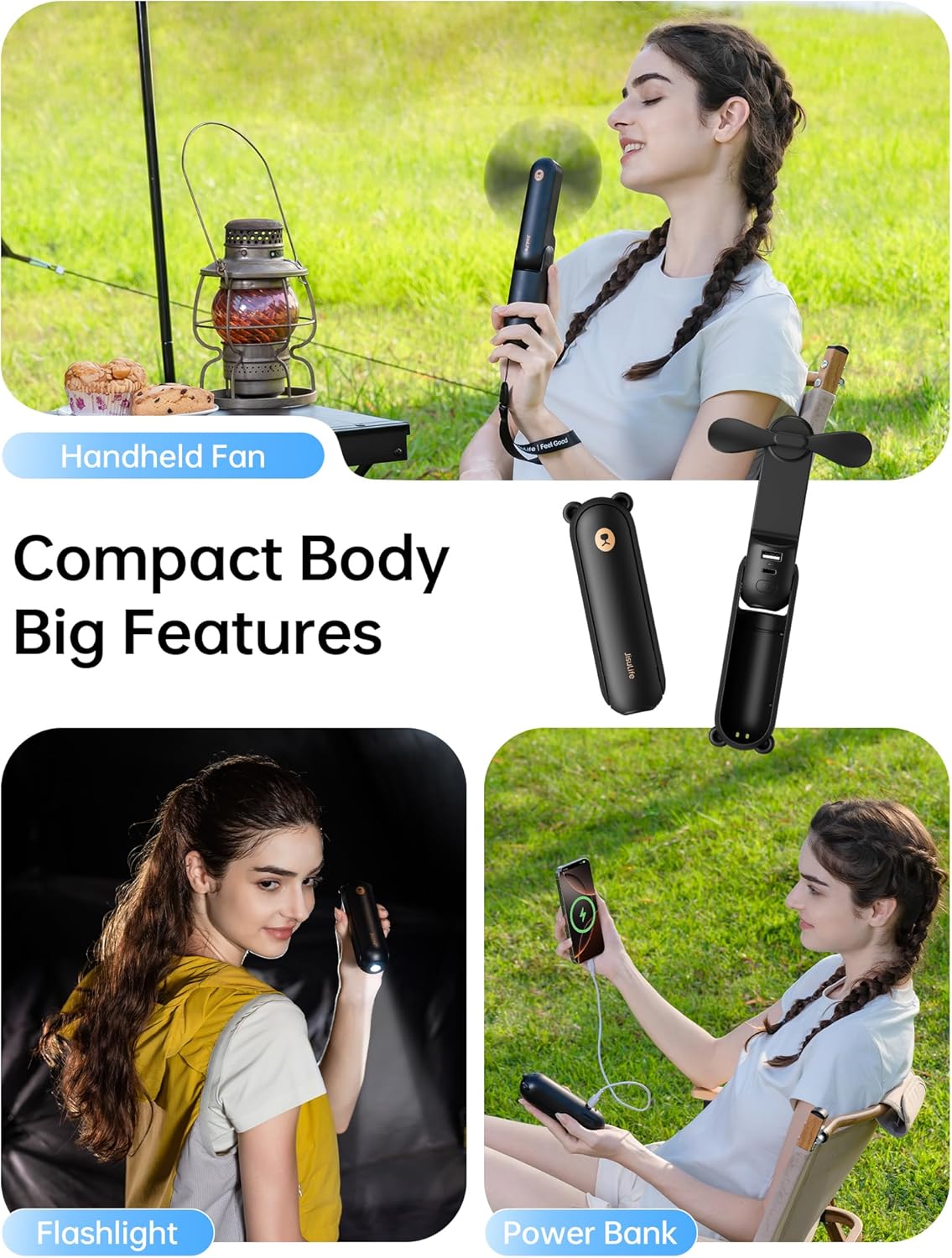 Portable Handheld Fan with 4500mAh Powerbank – 3 Speeds