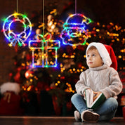 LOL 3 Pack Christmas Window Lights - Wreath, Gift Box & Santa - Battery Operated