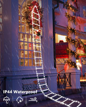 Christmas Ladder Lights with Santa Claus, 338 LED, 8 Modes, Timer & Memory Function (White)