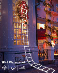 Christmas Ladder Lights with Santa Claus, 338 LED, 8 Modes, Timer & Memory Function (White)