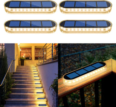 6-Pack Solar Deck Lights - IP68 Waterproof, Auto On/Off, 30 LED Solar Step Lights for Driveway, Deck, Pathway, Stair, and Fence Decoration