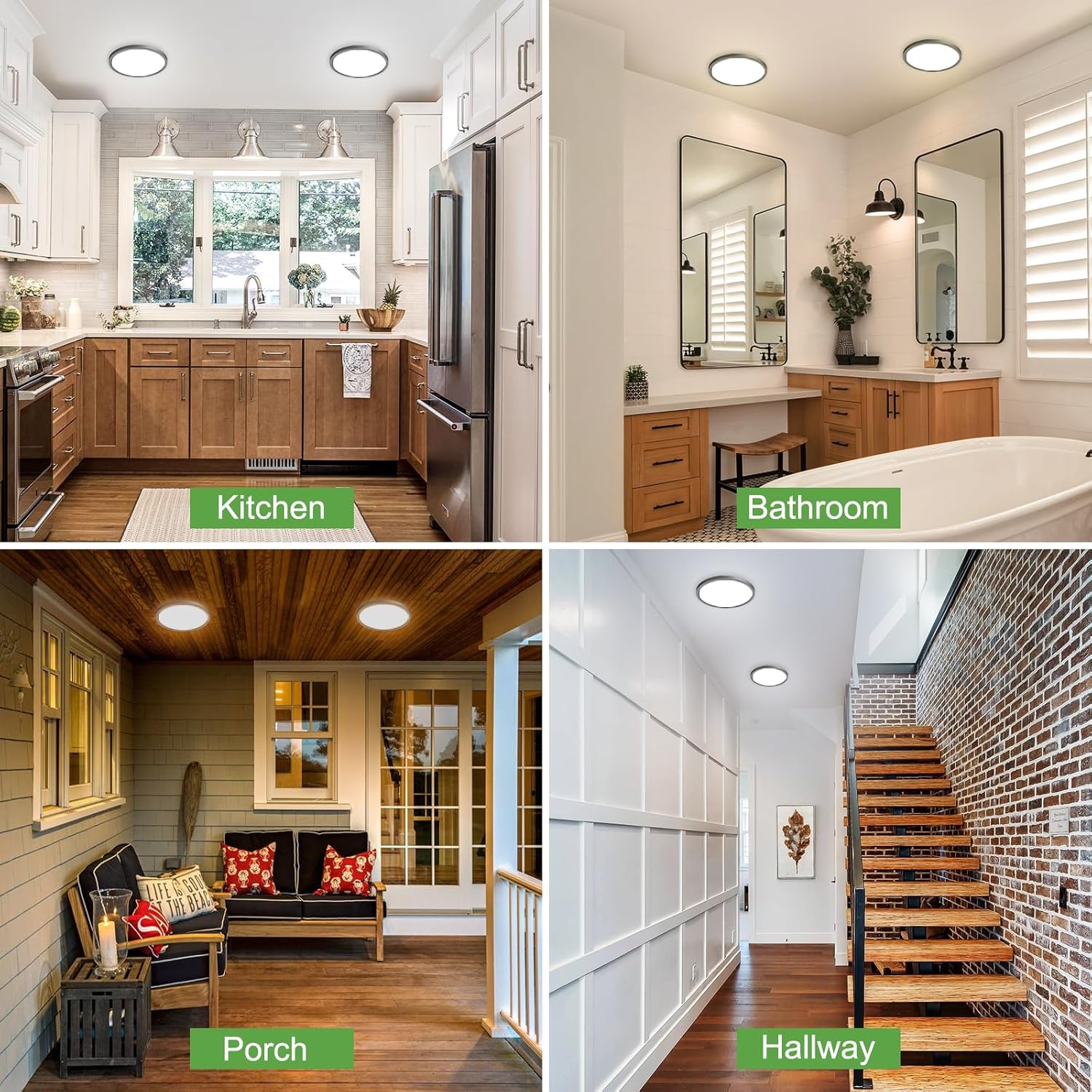 15W 1800LM LED Ceiling Light, Ultra Thin 18cm Round Black Flush Mount Lamp IP44 Waterproof, 3000K/4000K/6500K for Bathroom, Bedroom, Kitchen, Living Room, Toilet, Utility Room