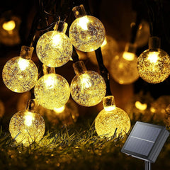 Solar String Lights Outdoor, 8 Mode 7M/24Ft 30 LED Crystal Ball Outdoor Solar Powered String Lights for Patio,Solar Garden Lights for Yard Porch Wedding Party Decoration (Cool White)