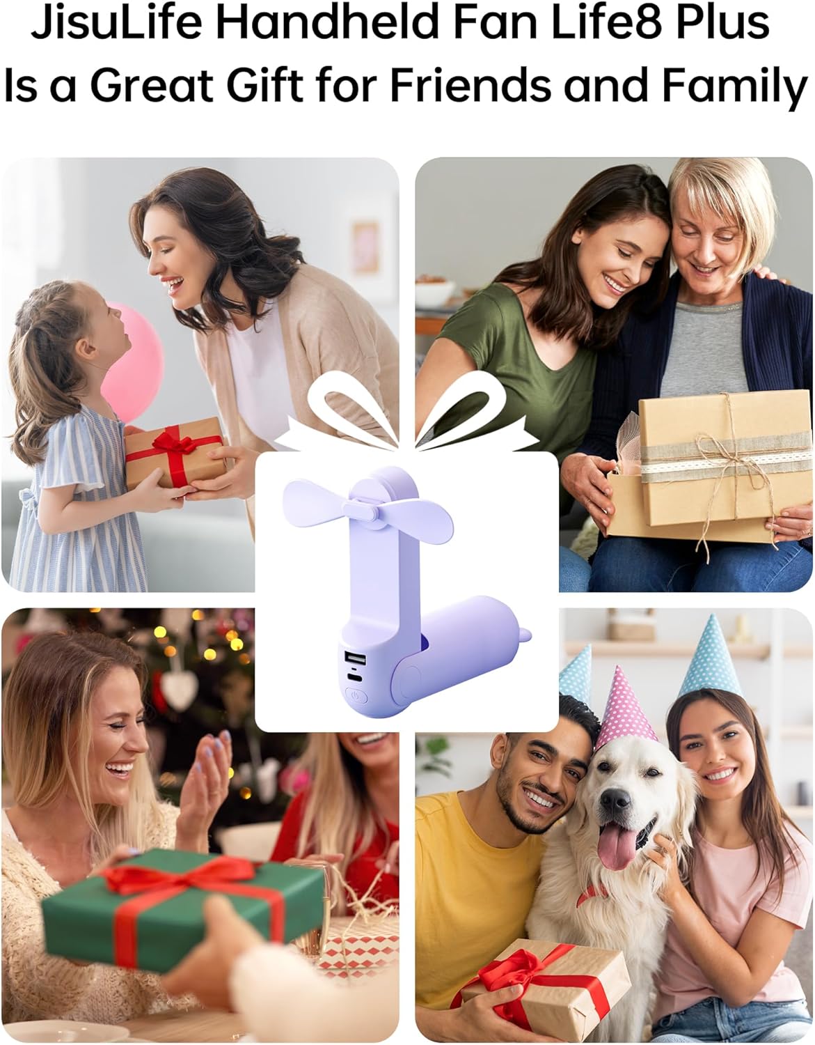 Portable Handheld Mini Fan with 4500mAh Powerbank – Purple