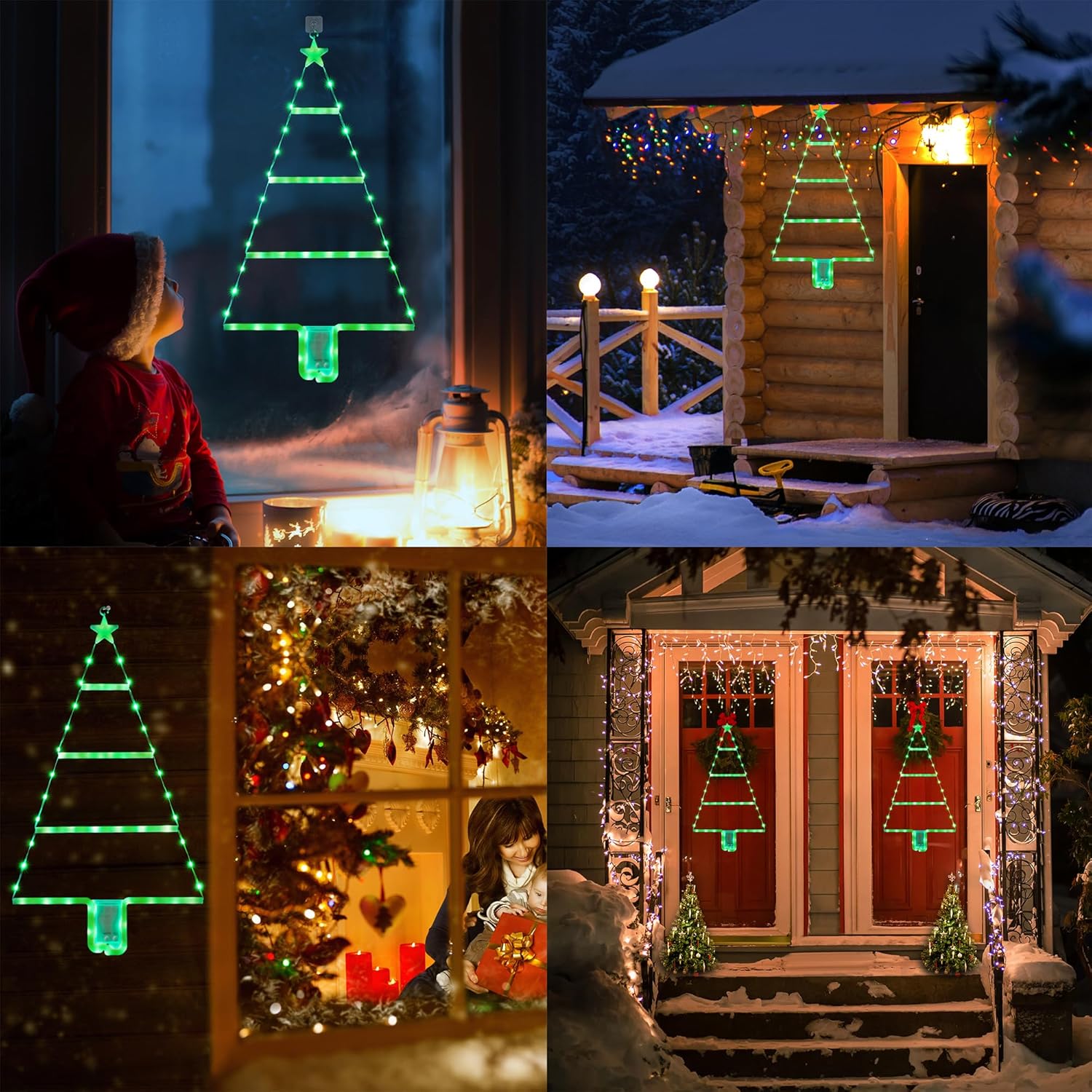 Timer-controlled ladder Christmas lights for windows and doors