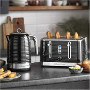 Inspire 4 Slice Toaster 1800W Black High Gloss, Extra Wide Slots, 6 Browning Levels, Lift & Look, Reheat, Frozen & Cancel Functions