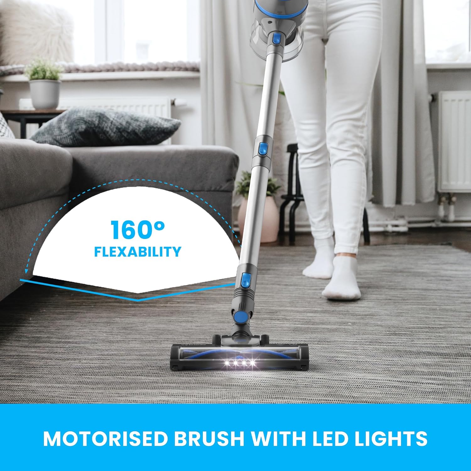 VYTRONIX 3-in-1 Cordless Vacuum Cleaner | 22.2V Powerful Lightweight Stick Vacuum | 40Min Runtime | Rechargeable Lithium-Ion Battery for Pet Hair, Carpets & Hard Floors