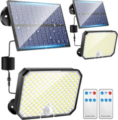 190LED Solar Lights, 1500LM, 3 Modes, Remote, Motion Sensor, IP65 Waterproof, Solar Powered for Garden, Garage, Backyard