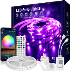 LED Strip Light 5m, RGB Music Sync Colour Changing LED Lights for Bedroom, Smart Ambient Lights with Bluetooth App & Remote Control, Flexible Design for Gaming, Ceiling, and Home Decoration