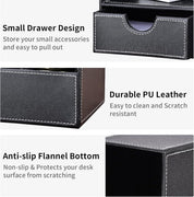 PU Leather Desk Organiser – Black Office Stationery Storage Box & Pen Holder