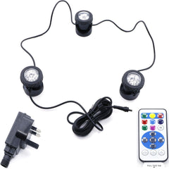 RGB Submersible Pond Lights – 12 Bright IP68 LED Lights with Remote, 7 Color Changing (3-in-1)