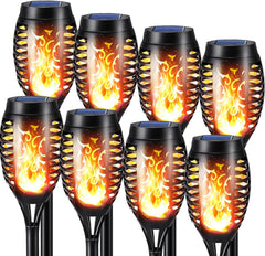 NEXVIN 8-Pack Solar Flickering Flame Lights – Waterproof Solar Torch Lights for Garden, Patio, Pathway, Yard, Driveway & Halloween Decor