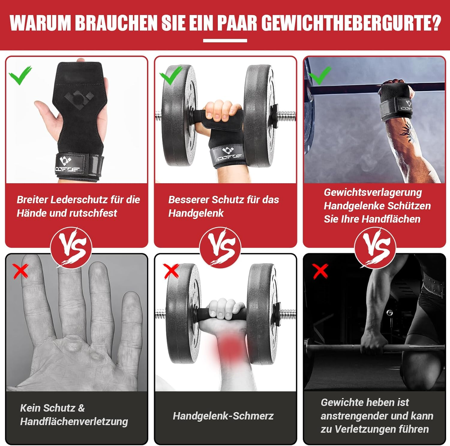 Double Layer Leather Weight Lifting Wrist Straps – Padded Hooks for Deadlift & Powerlifting