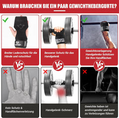 Double Layer Leather Weight Lifting Wrist Straps – Padded Hooks for Deadlift & Powerlifting