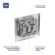 BG Electrical 3-Pole Fan Isolator Switch – Brushed Steel