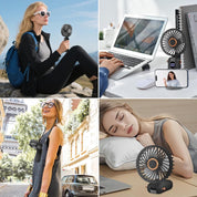 Jsdoin Handheld Fan, Portable Mini Fan with LED Display, 5-Speed Settings and Rechargeable Neck Hanging Fans for Summer Outdoor Travel Home Office (Black)
