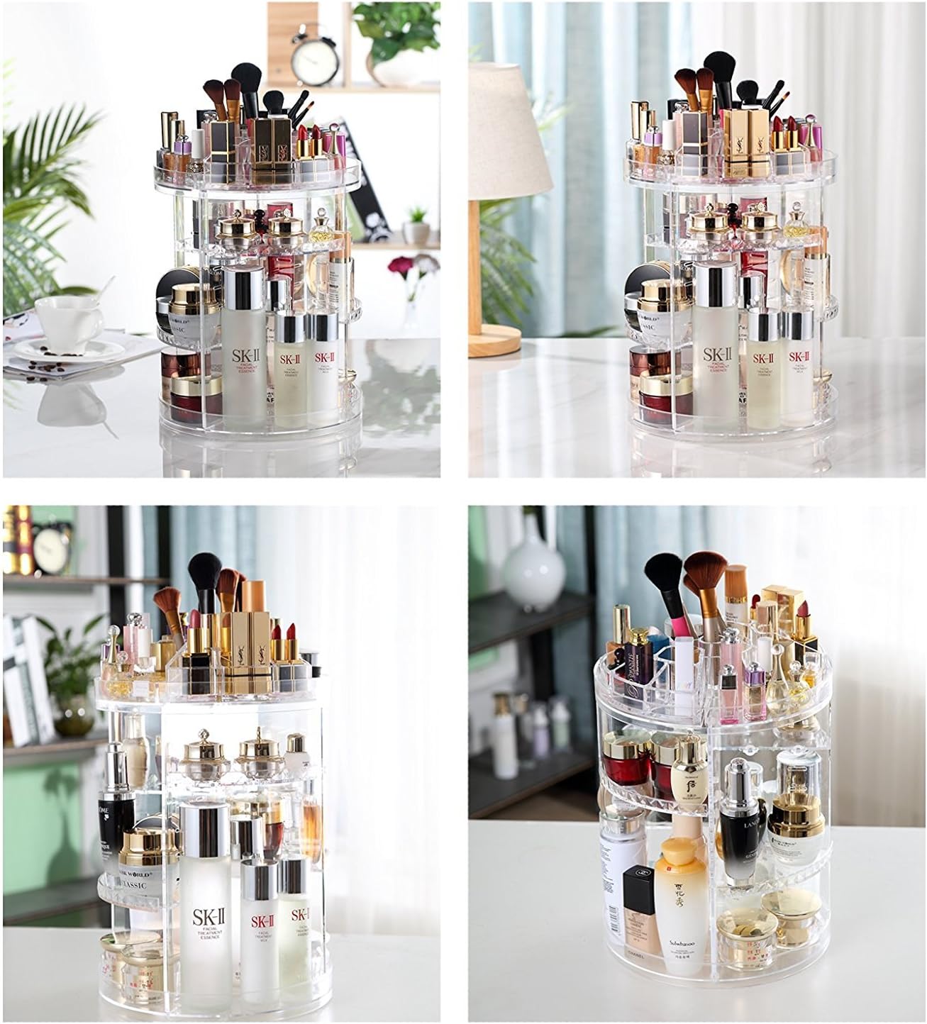 360° Rotating Makeup Organizer – Large Adjustable 8-Layer Cosmetic Storage Box