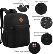 Classic Travel Laptop Backpack – Anti-Theft USB Charging Bag for Men & Women, Black