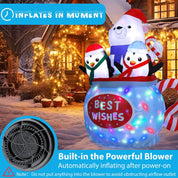 Garden decorated with polar bear Christmas inflatable