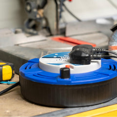 4-Socket Retractable Extension Lead Reel, 10M Cable, Thermal Cut-Out, Blue/Black