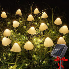 Solar Garden Lights Outdoor - 12 Led Mini Solar Mushroom Lights Waterproof 8 Modes Pathway Landscape Lights Solar String lights perfect for Yard Party Wedding Festival Decoration(Warm White)