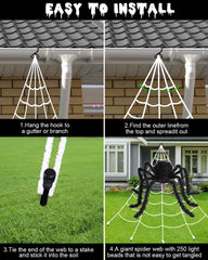 Spider Web Lights Halloween Outdoor 250 LED with Giant 48