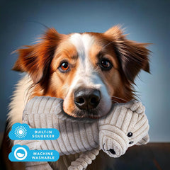 Plush Squeaky Dog Toy – Soft, Durable & Ribbed for Small and Medium Dogs