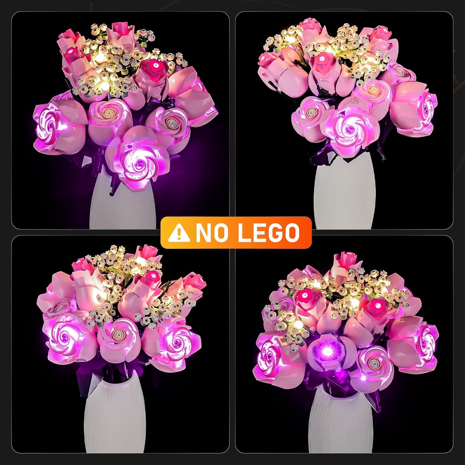 Light Kit for Lego 10374 Bouquet of Pink Roses – Easy Install & Hidden Wiring