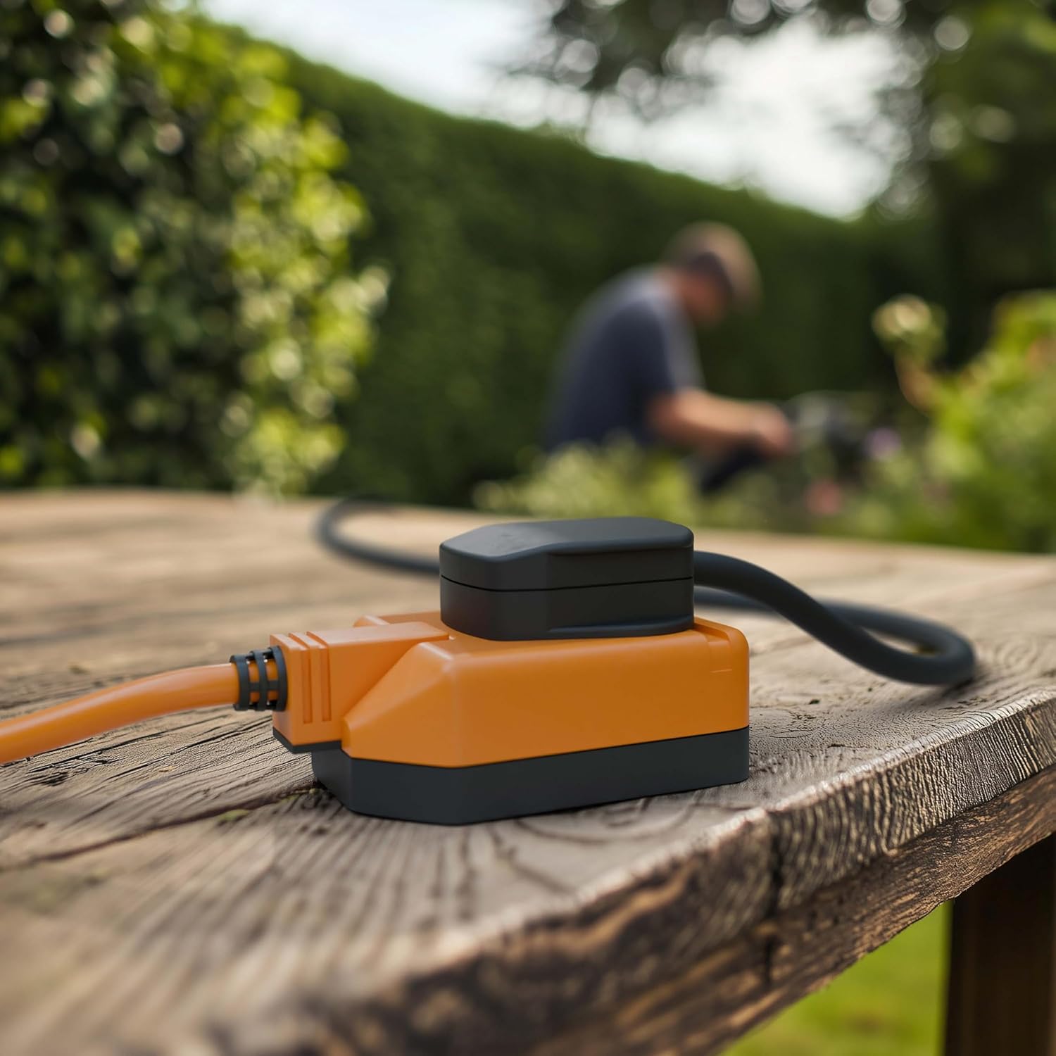 15M Heavy Duty Outdoor Extension Lead, Single Socket with Cable Tidy – 13A Orange