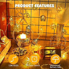 Ramadan Eid String Lights 4.92ft/1.5M 10 LED Battery Operated Fairy Lights for Home, Garden, Patio, Indoor/Outdoor