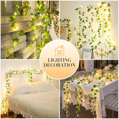Artificial Ivy Vine Fairy Lights with Remote, 100 LED Warm White Battery and USB Powered Garland for Indoor and Outdoor Wall Décor