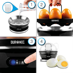 Electric Egg Boiler EB27 Black 400W 7-Egg Automatic Boiler & Poacher with Keep-Warm Function