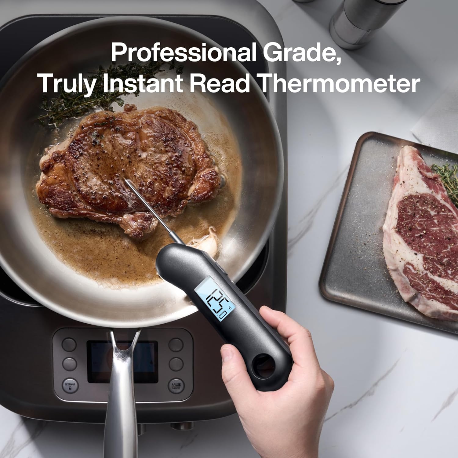 F1 Turbo Digital Meat Thermometer Black – 0.5s Fast Read, IP67 Waterproof
