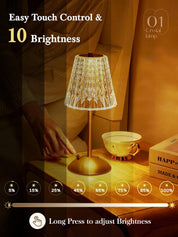 10-Way Dimmable Rechargeable Table Lamp – Touch Bedside Lamp with 3 Light Colors