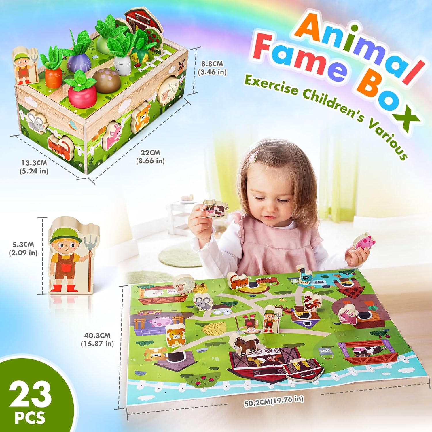 Montessori Wooden Sensory Toy for Toddlers 1-3Y Gift