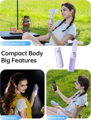 Portable Handheld Mini Fan with 4500mAh Powerbank – Purple