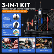 VDIAGTOOL V200 PRO Upgrade Kit Automotive Power Circuit Probe Tester with 30PCS Back Probe,12/24V Car Electric Open Short Circuit Break Finder,AC/DC Voltage Component Relay Fuse Test 40Ft Cable Tracer