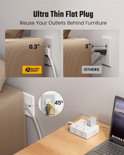 10Ft Extension Cord Surge Protector Power Strip – 8 Outlets & 4 USB (2 USB-C) for Home, Office