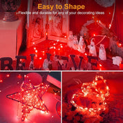 12 Pack Battery Operated Red Fairy Lights 2M with 20 LEDs, Waterproof Mini String Lights with 3 Lighting Modes