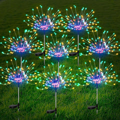 8-Pack Solar Garden Lights: 960 LEDs Firework Solar Lamps, Waterproof Dandelion Lights for Lawn, Pathway, Backyard, and Flowerbed Decor – Colorful